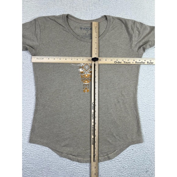 Ariat Shirt Womens Small Brown Heather Aztec Longhorn Graphic Tee Casual Western - Picture 6 of 7